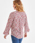 Фото #2 товара Petite V-Neck Pleated Floral-Print Top, Created for Macy's