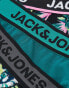 Jack & Jones 3 pack trunks in tropical print in black