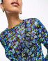 Фото #3 товара Y.A.S mesh long sleeve top in blue floral print