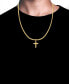 Men's Franco Link Inlay Cross Pendant Necklace in Sterling Silver & Yellow Ion-Plated Stainless Steel