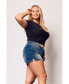 ფოტო #3 პროდუქტის Plus Size Denim Side Vents Shorts