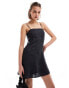 & Other Stories linen mini flippy dress with adjustable straps and panelled seams in black