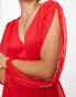 Фото #6 товара Miss Selfridge chiffon dobby tiered maxi dress in red