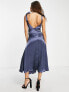 Topshop bridesmaid contrast insert detail slip dress in navy