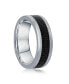 Stainless Steel Black Mesh Inlay Polished Band Ring