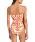 Фото #2 товара Women's Neon Swirl Ruched-Side Swimsuit