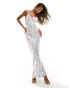 Фото #1 товара Love Triangle satin cami maxi dress with lace insert in floral