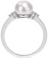 Cultured Freshwater Pearl (7-1/2mm) & Cubic Zirconia Ring in Sterling Silver