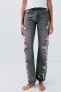 Ripped mid-rise wide-leg trf jeans