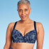 Lands' End Women's UPF 50 Floral Print Underwire Twist-Front Bikini Top - Blue 8