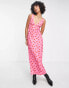 Фото #8 товара ASOS DESIGN sleeveless v neck maxi dress in pink and red geo print