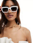 Фото #2 товара ASOS DESIGN bevel square sunglasses in white