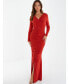 Фото #1 товара Women's Maxi Dress With Long Sleeves And Ruching Detail