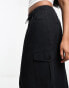 Miss Selfridge cargo pocket maxi skirt in black