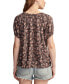 Women's Notched Short-Sleeve Peasant Top