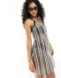 Фото #2 товара ASOS DESIGN stripe crochet mini beach dress in mono