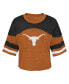 ფოტო #2 პროდუქტის Big Girls Burnt Orange Distressed Texas Longhorns Sunday Friday Sleeve Stripe Jersey T-shirt
