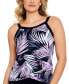 Swim Solutions 284851 Printed Underwire Crossover-Hem Tankini Top US 10