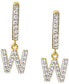 ფოტო #18 პროდუქტის Cubic Zirconia Initial Dangle Hoop Earrings in 18k Gold-Plated Sterling Silver, Created for Macy's