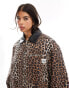 Фото #1 товара Bershka contrast collar trucker jacket in leopard print