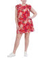 Фото #3 товара Plus Size Floral Textured Ruffle-Sleeve Dress