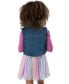 Little Girls One-Piece Mesh Skirt Dress with Denim Vest, 2-Pieces