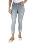 Фото #1 товара Juniors' High Rise Button Fly Distressed Cropped Jeans
