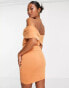 Фото #4 товара ASOS DESIGN Petite off shoulder seamed twist hem mini dress in apricot