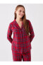 Gömlek Yaka Ekose Uzun Kollu Kadın Pijama Takımı