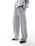 Фото #3 товара ASOS DESIGN wide leg jogger with frill detail in grey marl