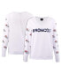 Фото #1 товара Women's White Denver Broncos Sequin Fleece V-Neck T-shirt