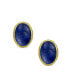 ფოტო #2 პროდუქტის 7CT Oval Cabochon Oval Blue Natural Lapis Azul Rope Cable Bezel Gold Plated Sterling Silver Clip On Earrings For Women Clip Only Is Alloy