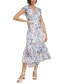 Фото #1 товара Women's Floral-Print Flutter-Sleeve Midi Dress