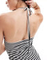 Pieces halter neck maxi dress in black and white stripe S - EU 36 - фото #2