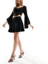 Missyempire hook and eye mini skater skirt in black