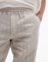 Фото #2 товара Topman taper textured stripe with linen trouser in stone