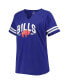 Фото #2 товара Women's Royal Buffalo Bills Plus Size Throwback Notch Neck Raglan T-shirt