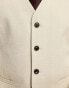 Ben Sherman linen look slim fit suit waistcoat in cream