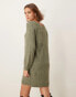 JDY v-neck knitted mini dress in dark green