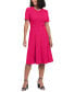 Фото #2 товара Women's Puff-Sleeve Tab-Detail Fit & Flare Dress