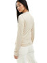 JDY high neck ribbed top in stone