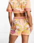 Фото #3 товара River Island beach short co-ord in orange tropical print