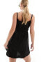 SNDYS linen ruched strappy mini dress in black Черный, XL - EU 42 - фото #4