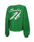 ფოტო #3 პროდუქტის Women's Threads Saquon Barkley Kelly Green Philadelphia Eagles Name Number Off-Shoulder Script Cropped Long Sleeve V-Neck T-Shirt