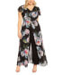 ფოტო #1 პროდუქტის Plus Size Floral Chiffon Overlay Jumpsuit