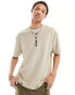 ASOS DESIGN relaxed towelling t-shirt with chest embroidery in beige