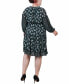 Plus Size Long Sleeve Combo Chiffon Dress