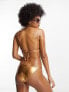Фото #4 товара Stradivarius bikini bottom in metallic gold