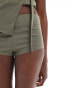 Фото #3 товара COLLUSION festival micro short co ord in green pinstripe