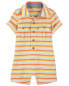 Baby Striped Button-Front Romper 9M